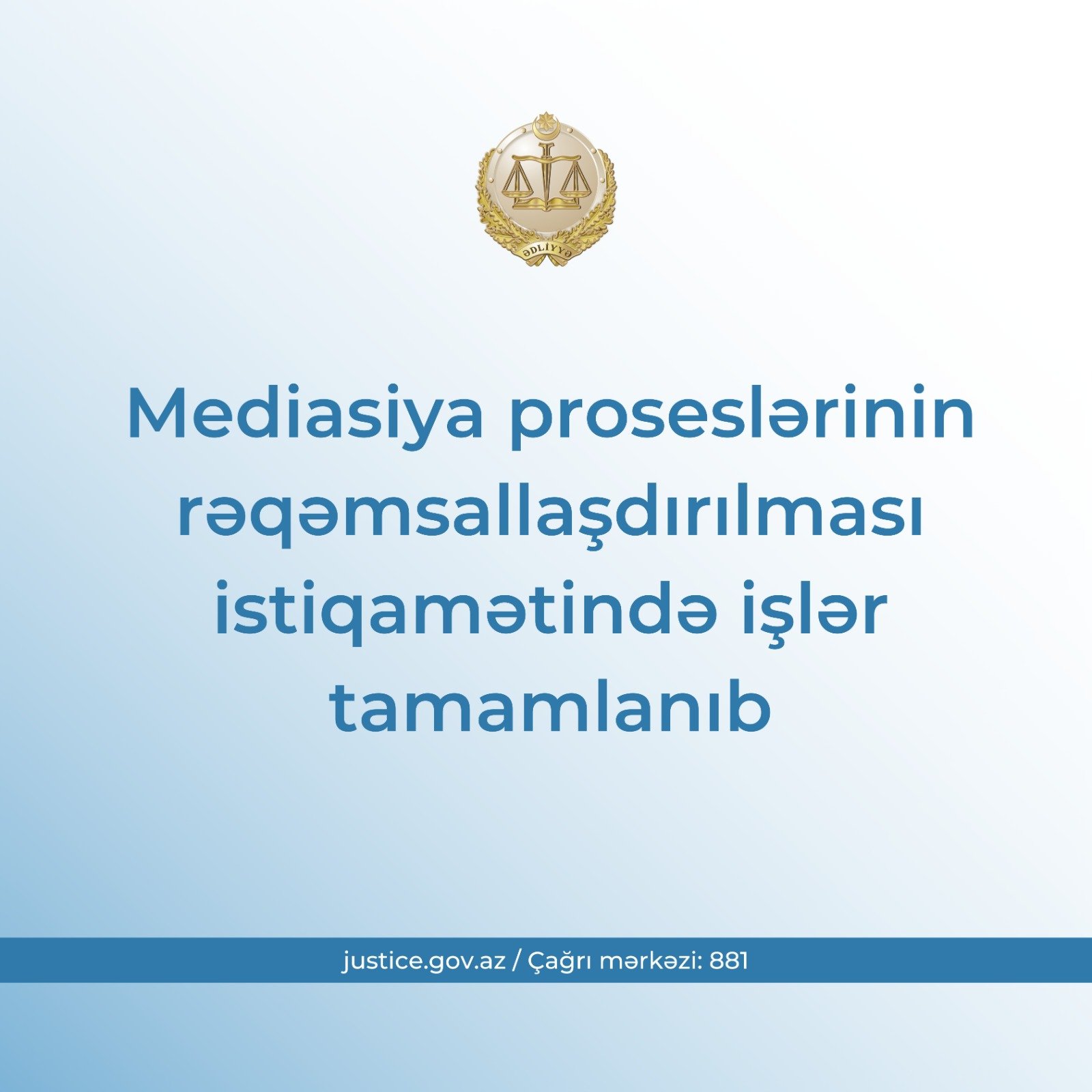 Mediasiya proseslərinin rəqəmsallaşdırılması istiqamətində işlər tamamlanıb