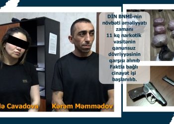 Narkokuryerliyə cəlb olunan tanışlardan 11 kiloqram narkotik və silah aşkarlandı